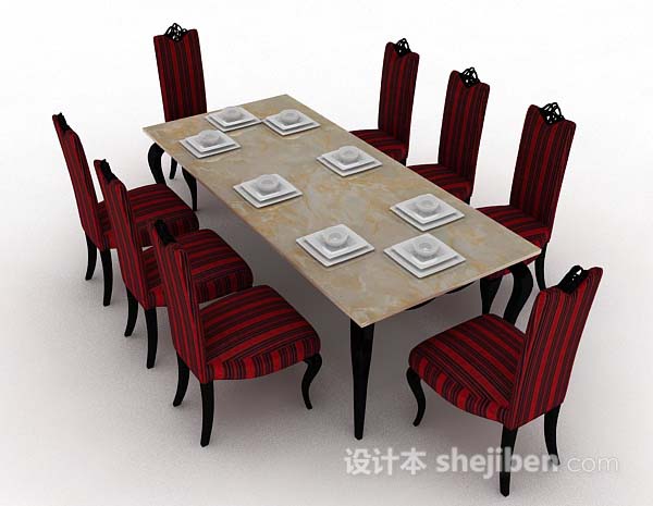 设计本红色个性餐桌椅3d模型下载