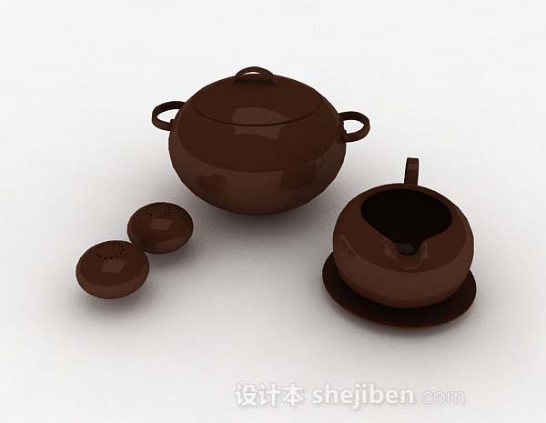 棕色茶具3d模型下载
