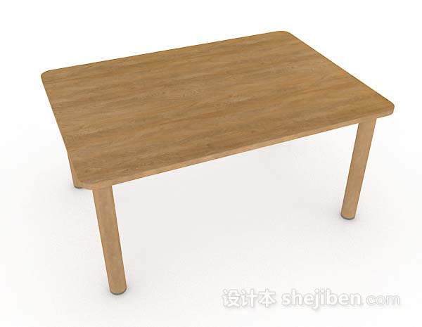 免费木质简单餐桌3d模型下载