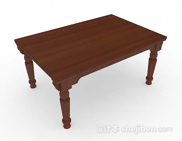 木质棕色餐桌3d模型下载