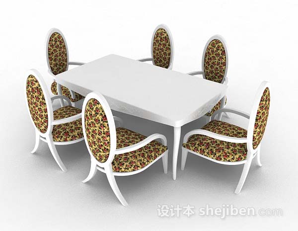 免费欧式简约餐桌椅3d模型下载