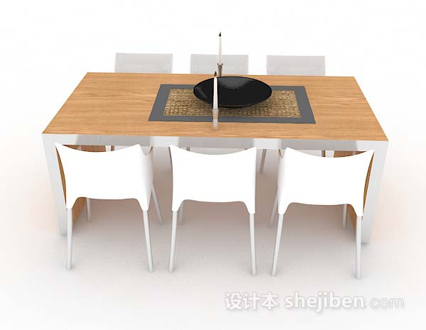 设计本简约餐桌椅3d模型下载