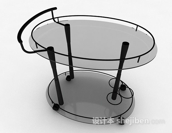 免费椭圆形玻璃移动餐桌3d模型下载