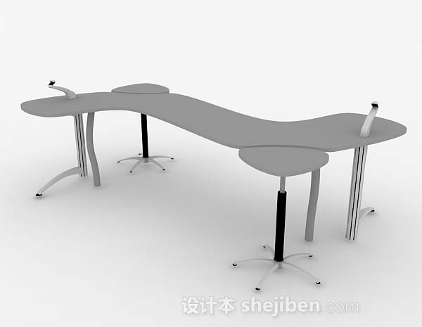 设计本灰色个性办公桌3d模型下载