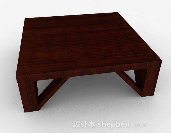 设计本棕色木材茶几3d模型下载