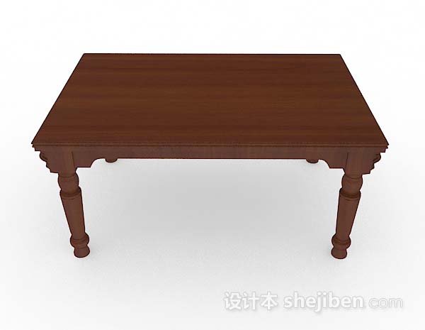 现代风格木质棕色餐桌3d模型下载