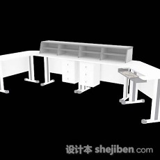 白色办公桌3d模型下载