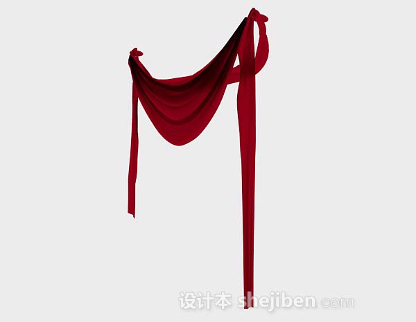 设计本红色窗帘幔3d模型下载