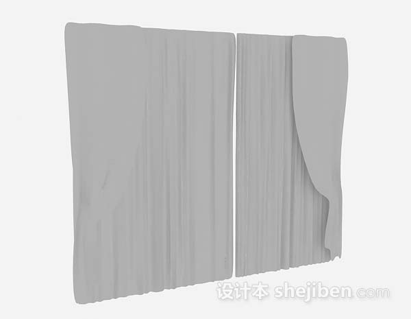 灰色窗帘3d模型下载