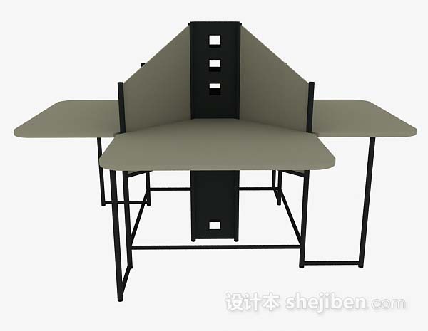 免费棕色办公桌3d模型下载