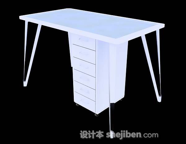 现代风格蓝色书桌3d模型下载
