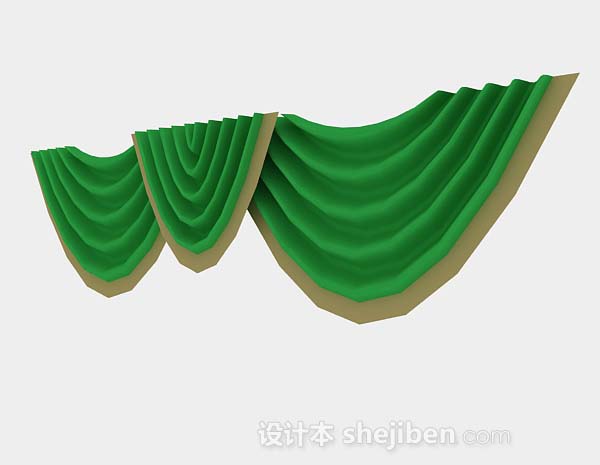 设计本绿色窗帘幔3d模型下载