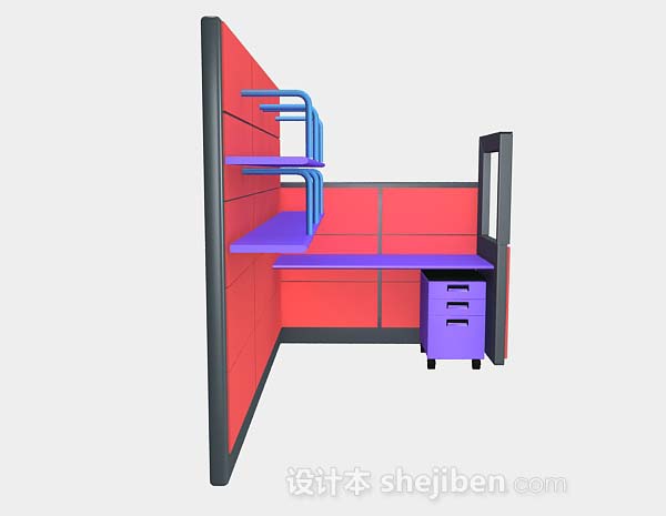 设计本红色办公桌3d模型下载