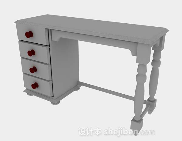免费灰色书桌3d模型下载