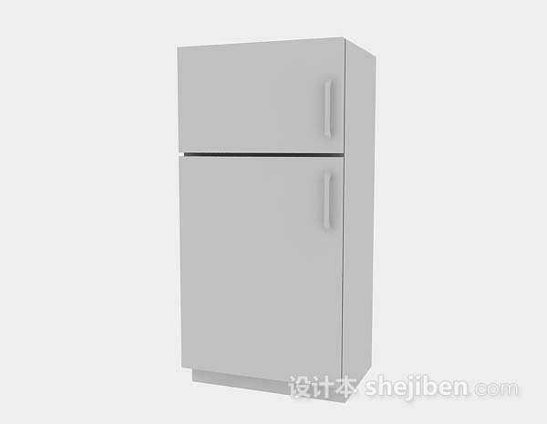 灰色简约冰箱3d模型下载