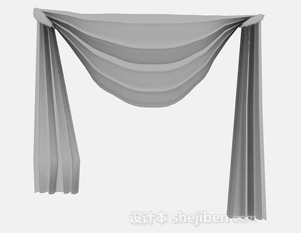 灰色窗帘3d模型下载