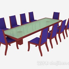 会议桌椅组合3d模型下载