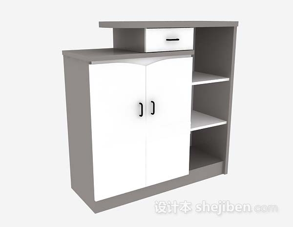 免费白色木质家居衣柜3d模型下载