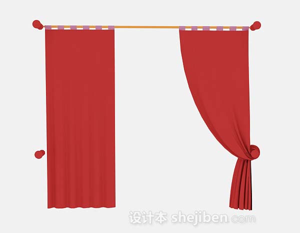 红色简单窗帘