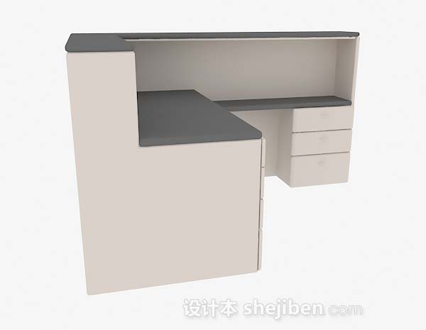 现代风格棕色办公桌3d模型下载
