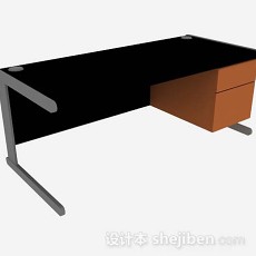 黑色办公桌3d模型下载