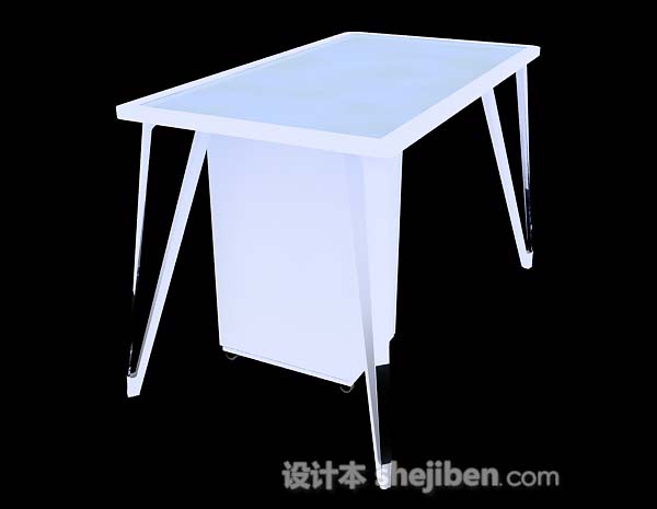 设计本蓝色书桌3d模型下载