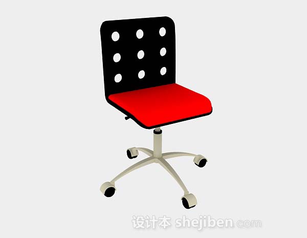 免费黑红现代休闲椅3d模型下载