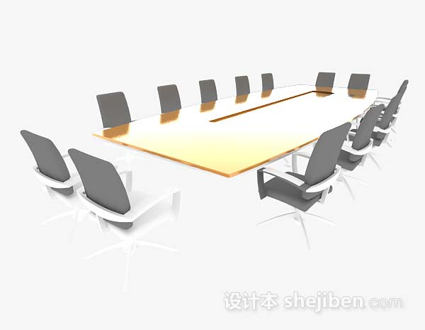 花果山呢简约会议桌椅3d模型下载