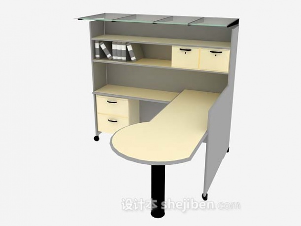 现代风格灰色木质办公桌3d模型下载