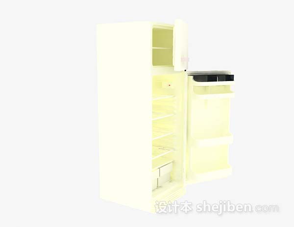 免费黄色电冰箱3d模型下载