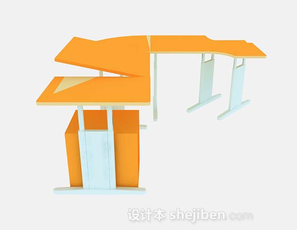 现代风格橙色简约办公桌3d模型下载
