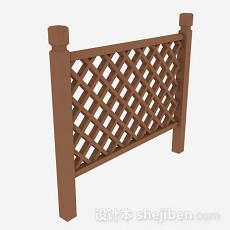 中式棕色栏杆3d模型下载