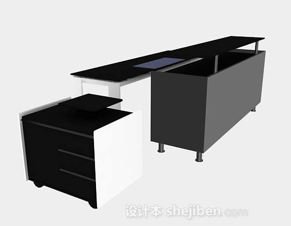 设计本黑色办公桌3d模型下载