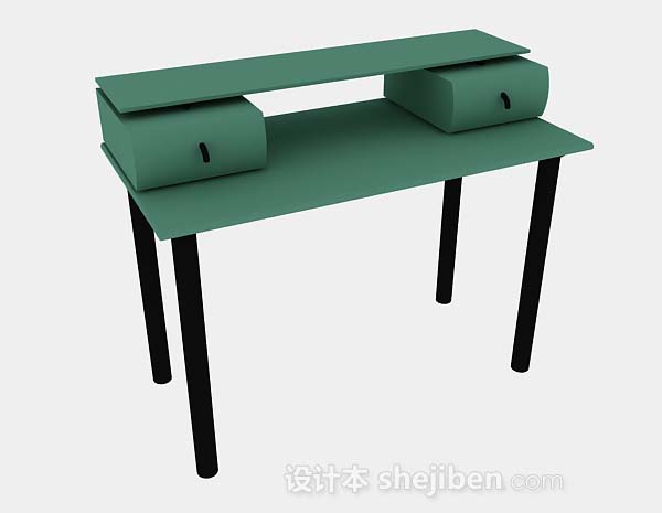 免费绿色书桌3d模型下载