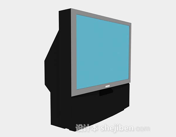 免费蓝色电视机3d模型下载