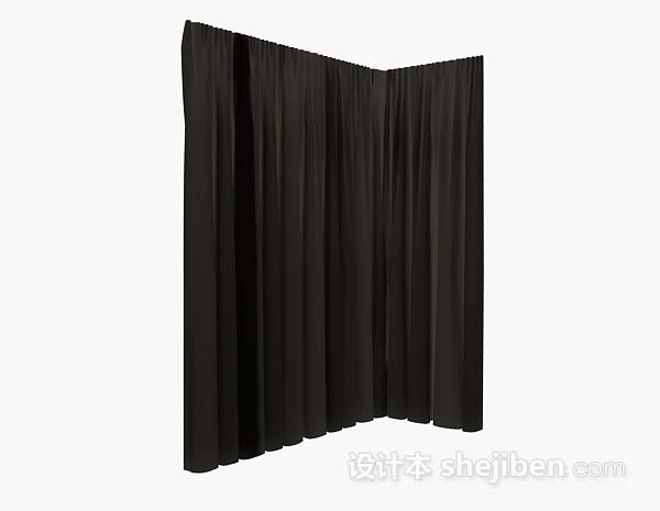免费黑色窗帘3d模型下载