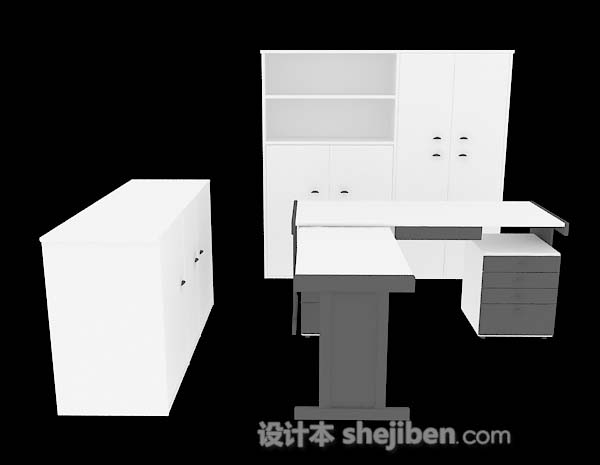 现代风格白色书桌3d模型下载