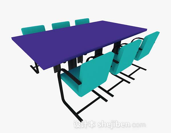 绿色办公会议桌椅3d模型下载