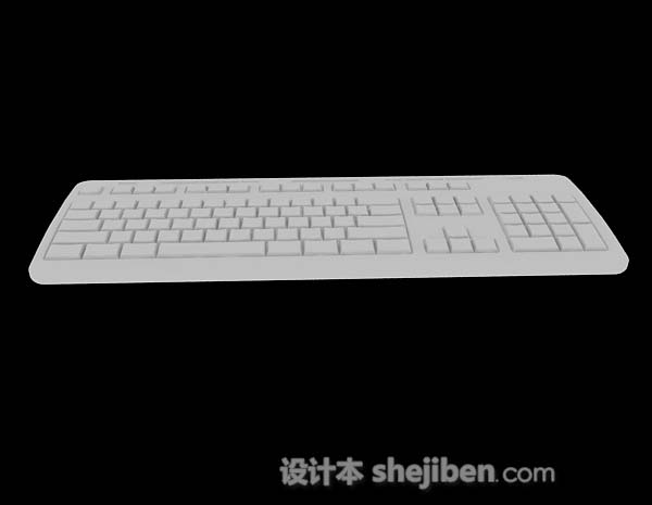 现代风格白色键盘3d模型下载