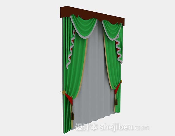 免费绿色窗帘3d模型下载