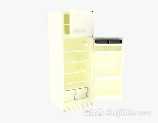 现代风格黄色电冰箱3d模型下载