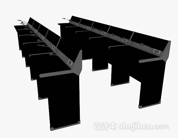 设计本黑色演讲桌3d模型下载