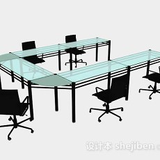 简约会议桌椅3d模型下载