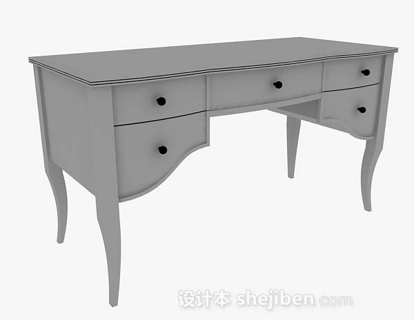 现代风格灰色书桌3d模型下载