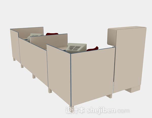 免费棕色办公桌椅3d模型下载