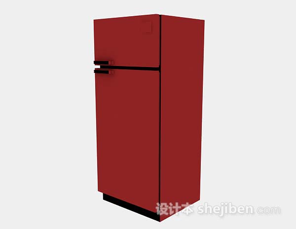 红色冰箱3d模型下载
