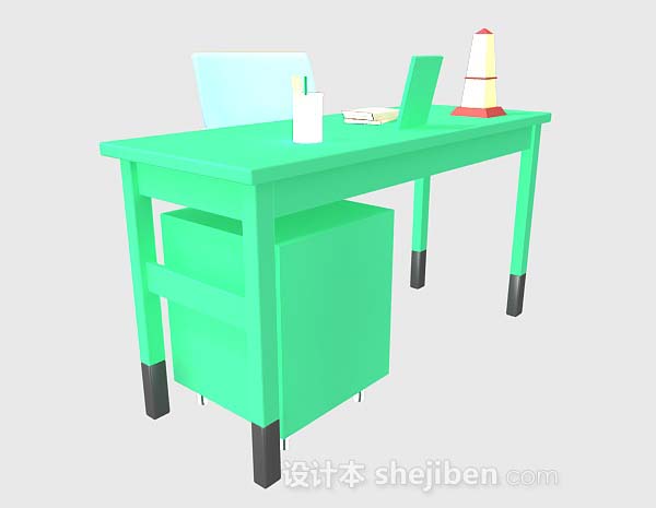 现代风格绿色书桌椅3d模型下载
