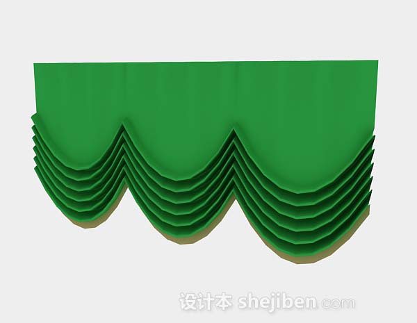 现代风格绿色帘幕3d模型下载
