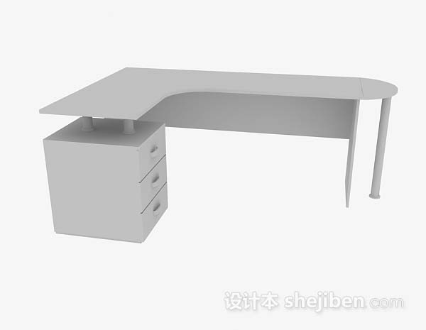 现代风格灰色办公桌3d模型下载