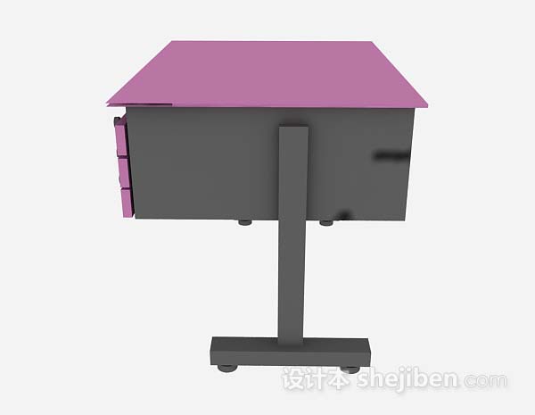 设计本紫色办公桌3d模型下载